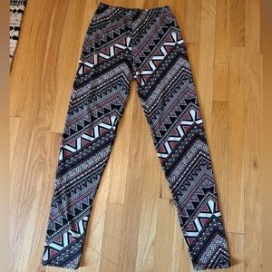 Fleece lined patterned leggings